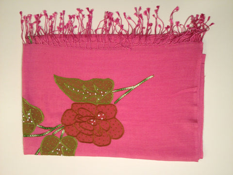 Scarf Stole Wool Pink Flower